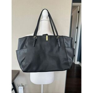 Tutilo New York Black Faux Leather Snakeskin Tote Shoulder Bag